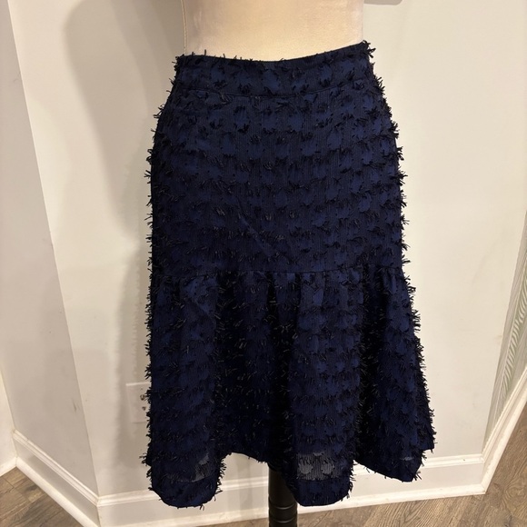 Anthropologie Maeve Navy Blue Miranda Textured Midi Skirt X-Small - Picture 6 of 10